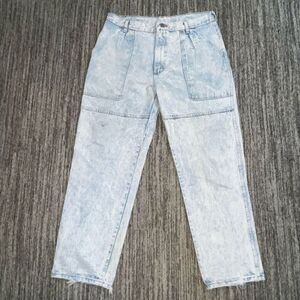 VTG Wrangler Womens 36 Denim Jeans Blue Light Wash Patch Pockets Light Acid Wash
